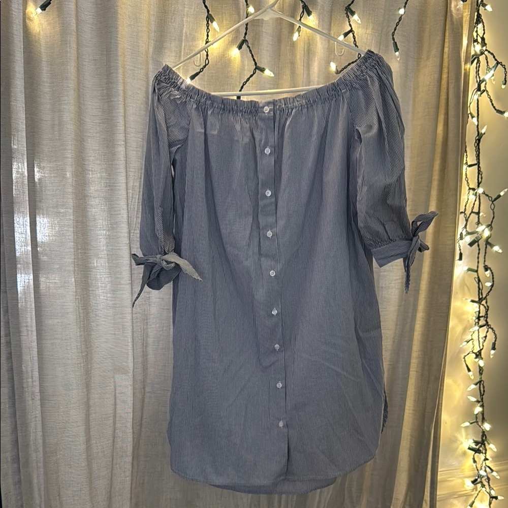 Off-Shoulder Button-Down Blouse